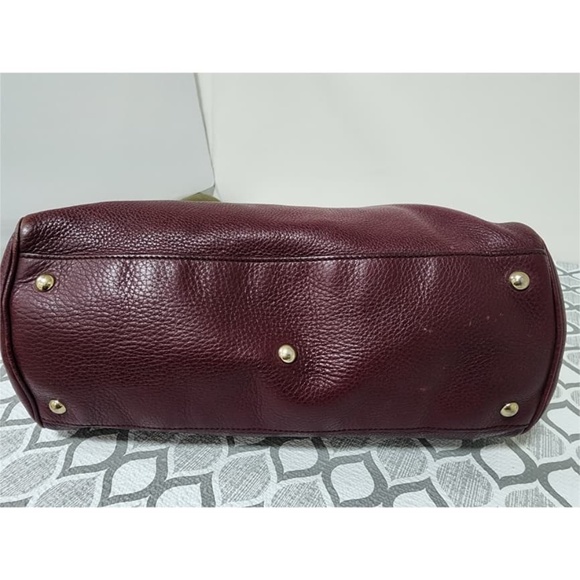 Authentic GUCCI Pebbled Leather Medium Bamboo Shopping Tote Bag Burgundy - Picture 11 of 14